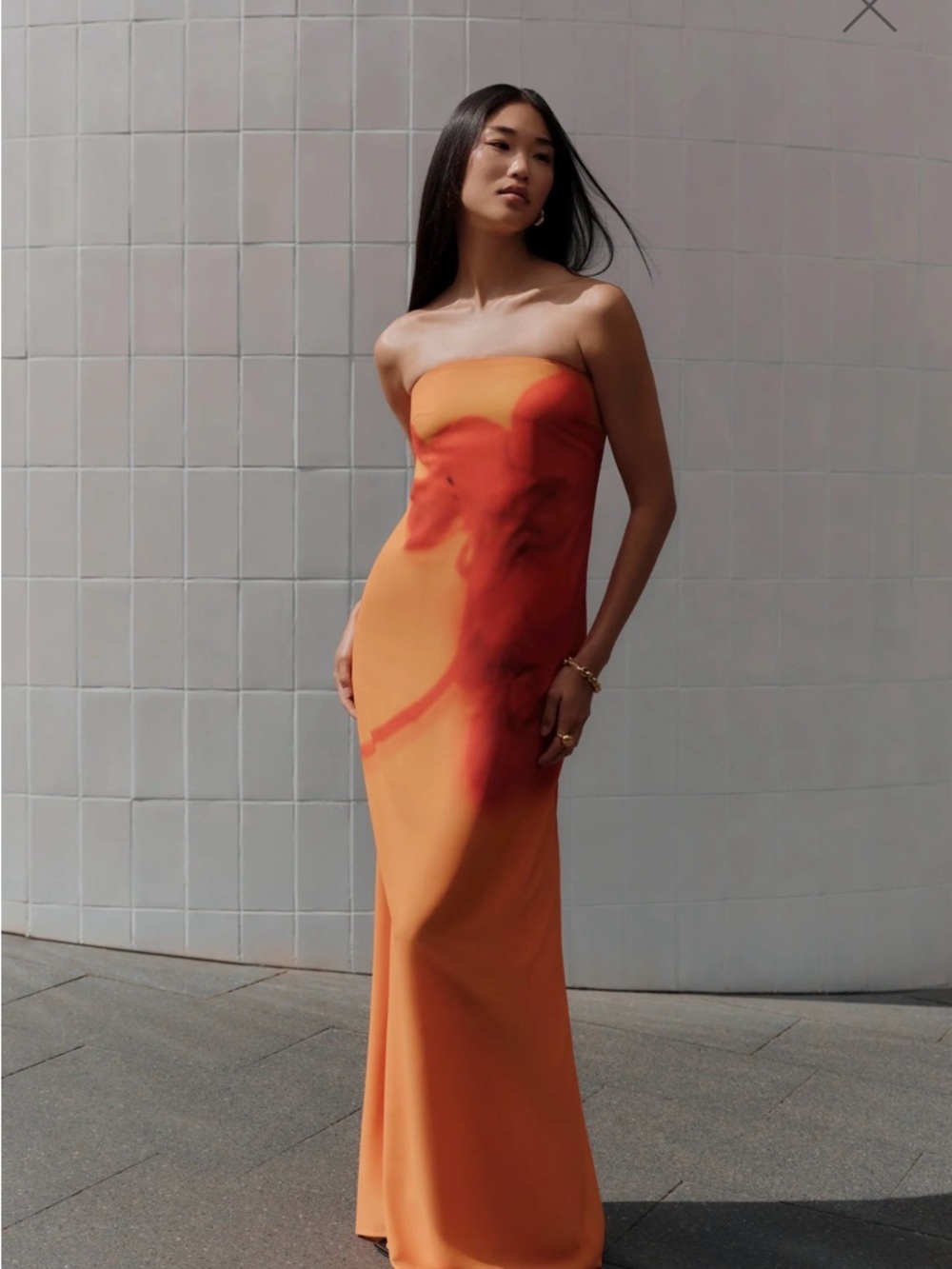 Meshki Amaya Strapless Chiffon Maxi Dress - Koi Orchid Print